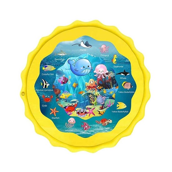 Huge 68″ Splash Water Play Mat for Little Kids & Toddlers, Water Sprinkler, Water Inflatable Wading Pool for Summer Fun Outdoor Water Toys for Boys & Girls