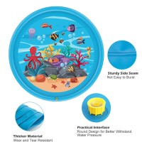 Huge 68″ Splash Water Play Mat for Little Kids & Toddlers, Water Sprinkler, Water Inflatable Wading Pool for Summer Fun Outdoor Water Toys for Boys & Girls