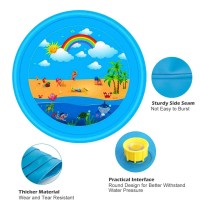 Huge 68″ Splash Water Play Mat for Little Kids & Toddlers, Water Sprinkler, Water Inflatable Wading Pool for Summer Fun Outdoor Water Toys for Boys & Girls