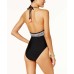  Cutout One-Piece Women’s Swimsuit (Black/White, XS)