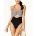  Cutout One-Piece Women’s Swimsuit (Black/White, XS)