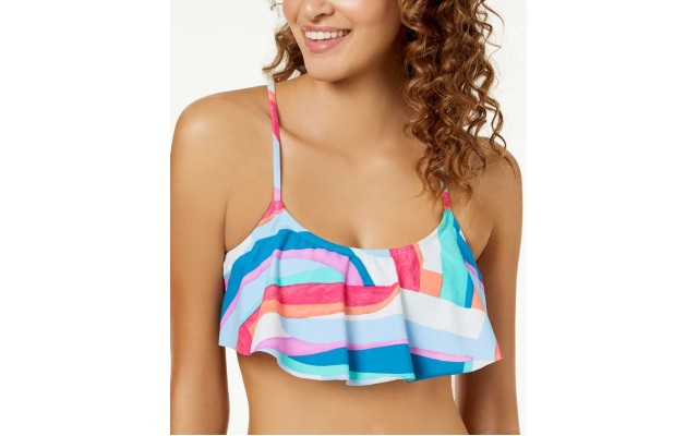  Junior’s Flounce Cross-Back Bralette Top Swimsuits