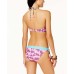  Leaf Breeze Lace-up Halter High-Neck Top Women’s Swimsuit (Pink, L)