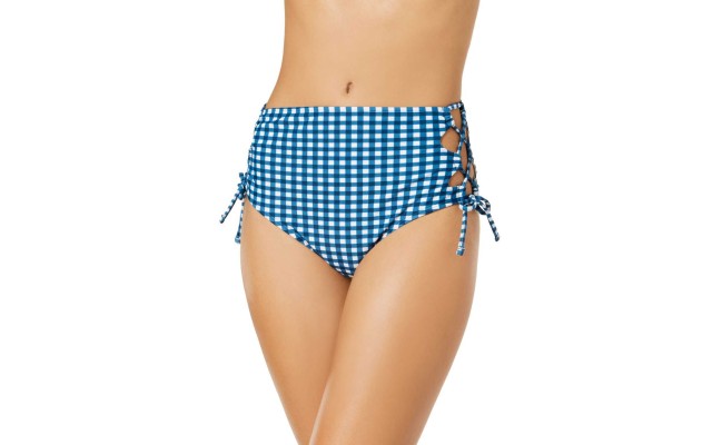  Women's Juniors’ High-Waist Lace-Up Bikini Bottoms Swimsuit
