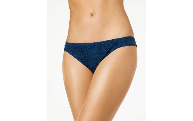  Women's Juniors’ Little Wild One Crochet Tab-Side Hipster Bikini Bottoms Swimsuit