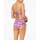  Women's Lace Up Tie Sides High Waist Bikini Bottom  Swimsuit, Leaf Breeze Printed, X-Small