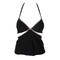 Hula Honey Women’s Shell-Stitch Cutout Halter Tankini Top Swimsuit