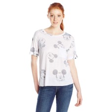 Hybrid Apparel Juniors' Disney Mickey & Minnie Mouse Graphic Pocket T-Shirt (White, Medium)