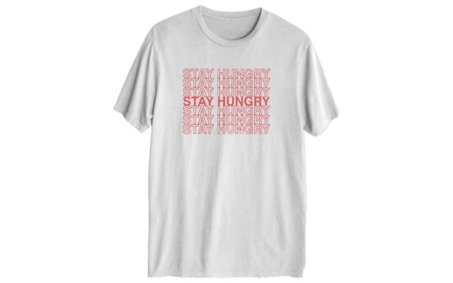  Men’s Stay Hungry Graphic T-Shirt (White, XXL)