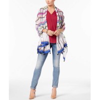 I.n.c. Dye-Wash Striped Tassel Wrap (Black Bright, One Size)
