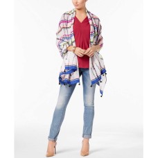 I.n.c. Dye-Wash Striped Tassel Wrap (Black Bright, One Size)