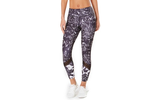  Floral-Print Mesh-Trimmed Leggings