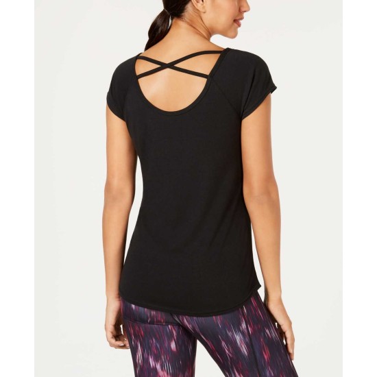  Graphic Strappy-Back T-Shirt (Black, XS)