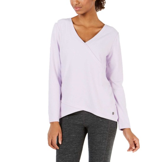  Women's Asymmetrical Blouse Top, Pastel Purple, Large