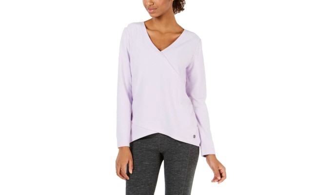  Women's Asymmetrical Blouse Top, Pastel Purple, Large