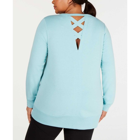  Women's Plus Size Lattice-Back Pullover Blouse Shirt Tops