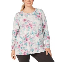 Ideology Women's Plus Size Lattice-Back Pullover Blouse Shirt Tops