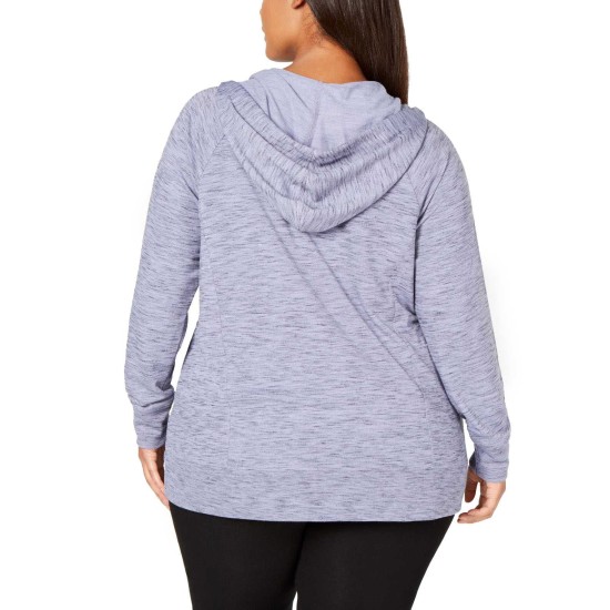  Women's Plus Size Space-Dyed Hoodie Pullover Sweater Tops