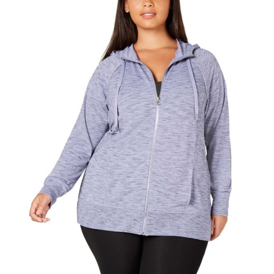  Women's Plus Size Space-Dyed Hoodie Pullover Sweater Tops
