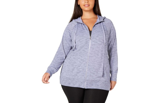  Women's Plus Size Space-Dyed Hoodie Pullover Sweater Tops