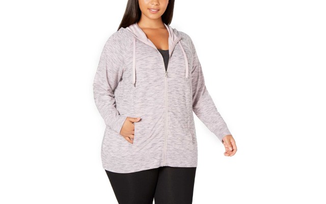  Women's Plus Size Space-Dyed Hoodie Pullover Sweater Tops