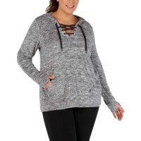 Ideology Women’s Plus Size Space-Dyed Lace-Up Hoodie