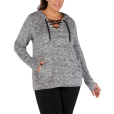 Ideology Women’s Plus Size Space-Dyed Lace-Up Hoodie