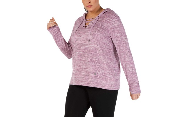  Women’s Plus Size Space-Dyed Lace-Up Hoodie