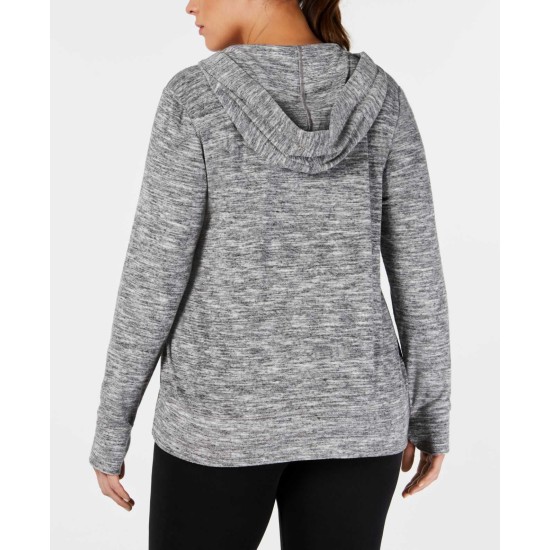  Women’s Plus Size Space-Dyed Lace-Up Hoodie