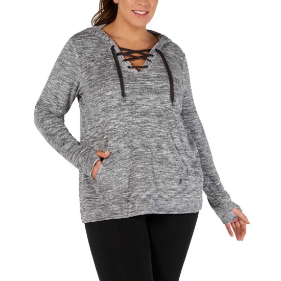  Women’s Plus Size Space-Dyed Lace-Up Hoodie