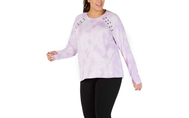  Women’s Plus Size Tie-Dyed Grommet Blouse Pullover Shirt Tops