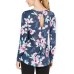  Women's Printed Keyhole-Back Blouse Shirt Tops