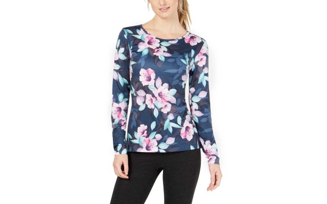  Women's Printed Keyhole-Back Blouse Shirt Tops