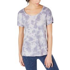 Ideology Women!s Tie-Dyed Strappy-Back High-Low Hem T-Shirt (Pastel Blue, XL)