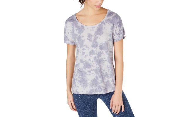  Women!s Tie-Dyed Strappy-Back High-Low Hem T-Shirt (Pastel Blue, XL)