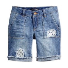 Imperial Star Crochet-Trim Denim Bermuda Shorts