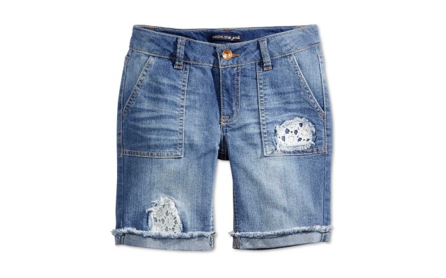  Crochet-Trim Denim Bermuda Shorts