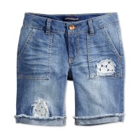 Imperial Star Crochet-Trim Denim Bermuda Shorts