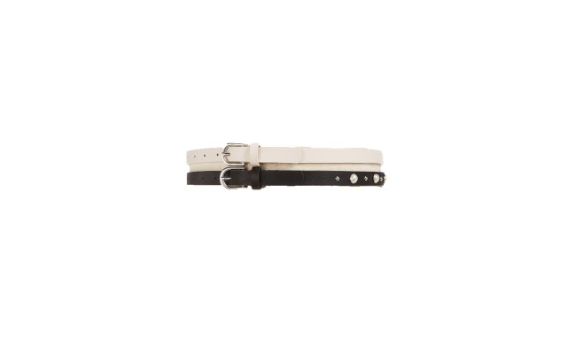  2-for-1 Imitation Pearl & Smooth Belts (Black/White, XL)