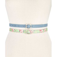 Inc International Concepts  2-for-1 Textured Skinny Belt Set ( Blue Jean/Multisilver,  L)