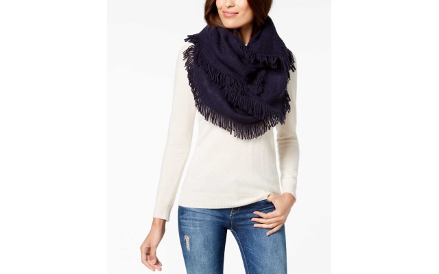  Brushed-Knit Fringe Loop Wrap Scarves