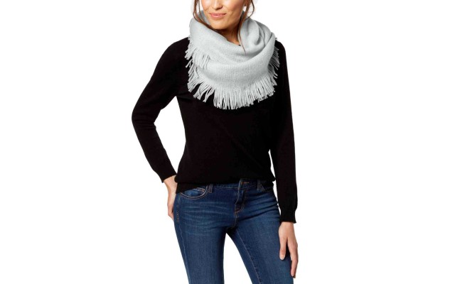  Brushed-Knit Fringe Loop Wrap Scarves