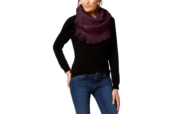  Brushed-Knit Fringe Loop Wrap Scarves