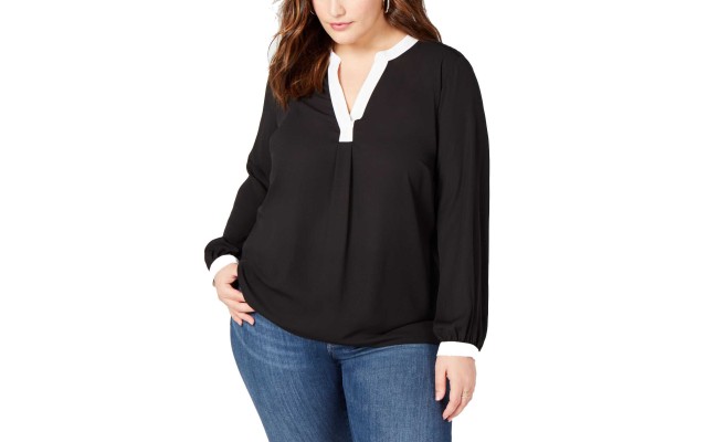  Colorblocked Top (Black, 0X)