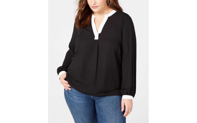  Colorblocked Top (Black, 2X)