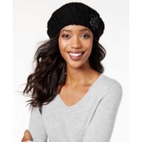 Inc International Concepts Crochet Flower Beret (Black, One Size)