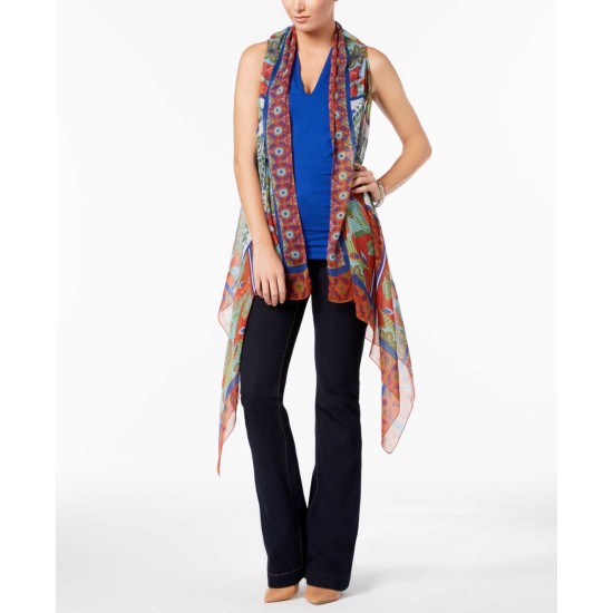  Drape-Front Printed Cover-Up & Vest