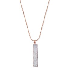 INC International Concepts Druzy Crystal Bar Necklace – White