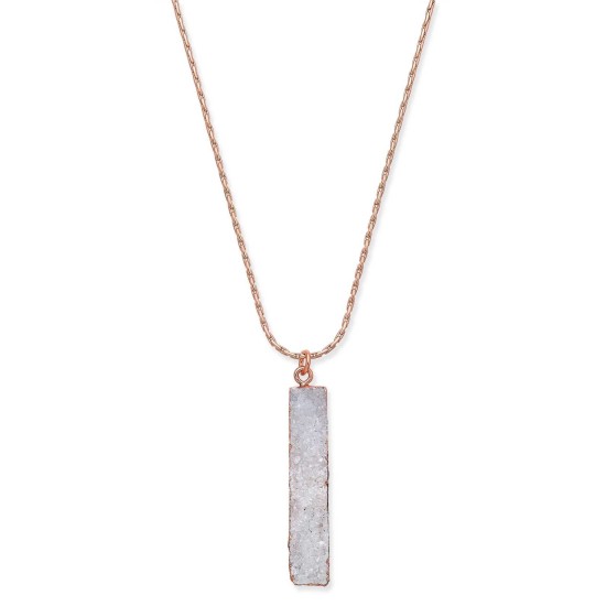  Druzy Crystal Bar Necklace – White