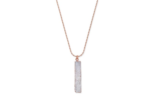  Druzy Crystal Bar Necklace – White